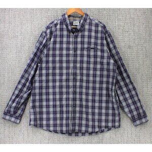 Threads & Heirs Shirt Men 2XL Gray Plaid Button Down Long Sleeve Collared Cotton